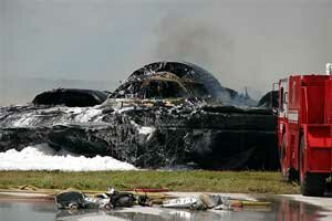 The burnt-out wreckage of 'Spirit of Kansas'