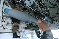 Loading a 2000lb bomb into a B-2