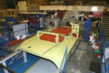 The roof for the first Portuguese AF EH101 under construction (Agusta photo)